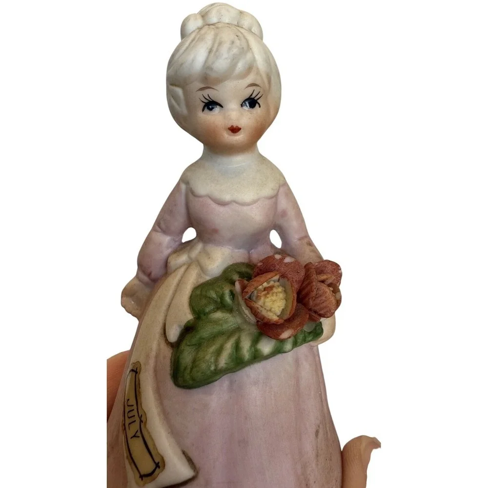 July Birthstone Flower Figurine Porcelain Lady Vintage Roses Gift‎